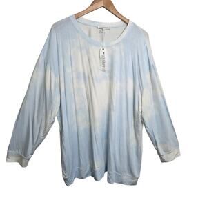 Workshop Republic Womens Blue Tie Dye Long Sleeve Top T-Shirt Plus SZ 3X NWT